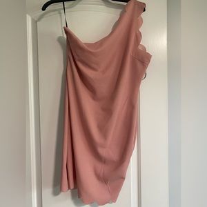 Scalloped one shoulder dress